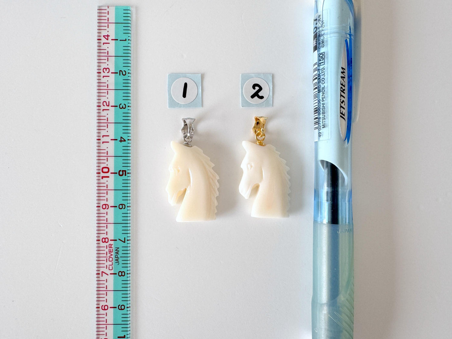 White Coral Horse Pendant: Double-Sided Carving - Natural Coral Jewelry, Silver Bail, Handcrafted Accessory