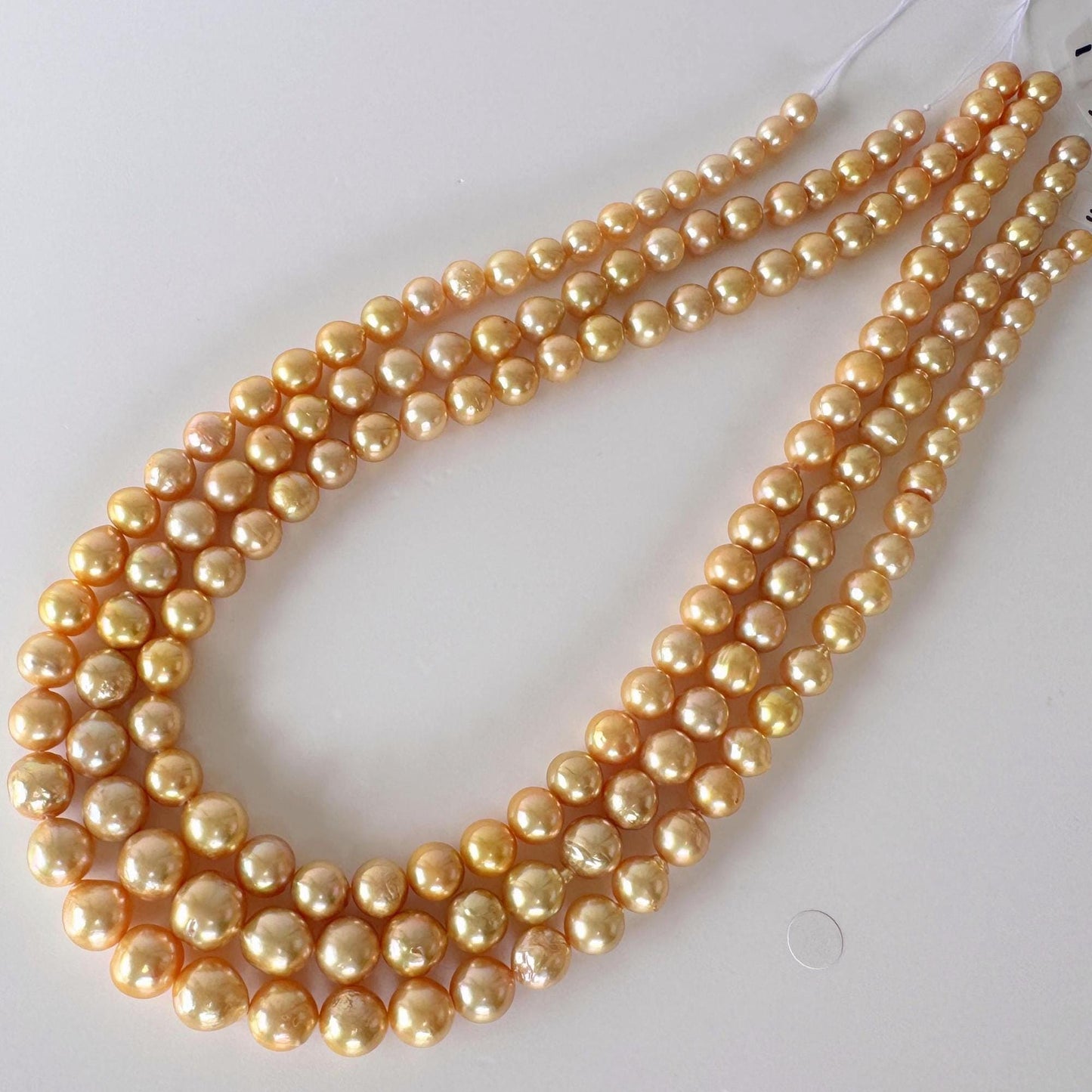 Japanese Akoya Golden Pearl Beads: Approx. 6-10mm Semi-Baroque, Color Treated | Full Strand 42cm, Saltwater Cultured Pearls