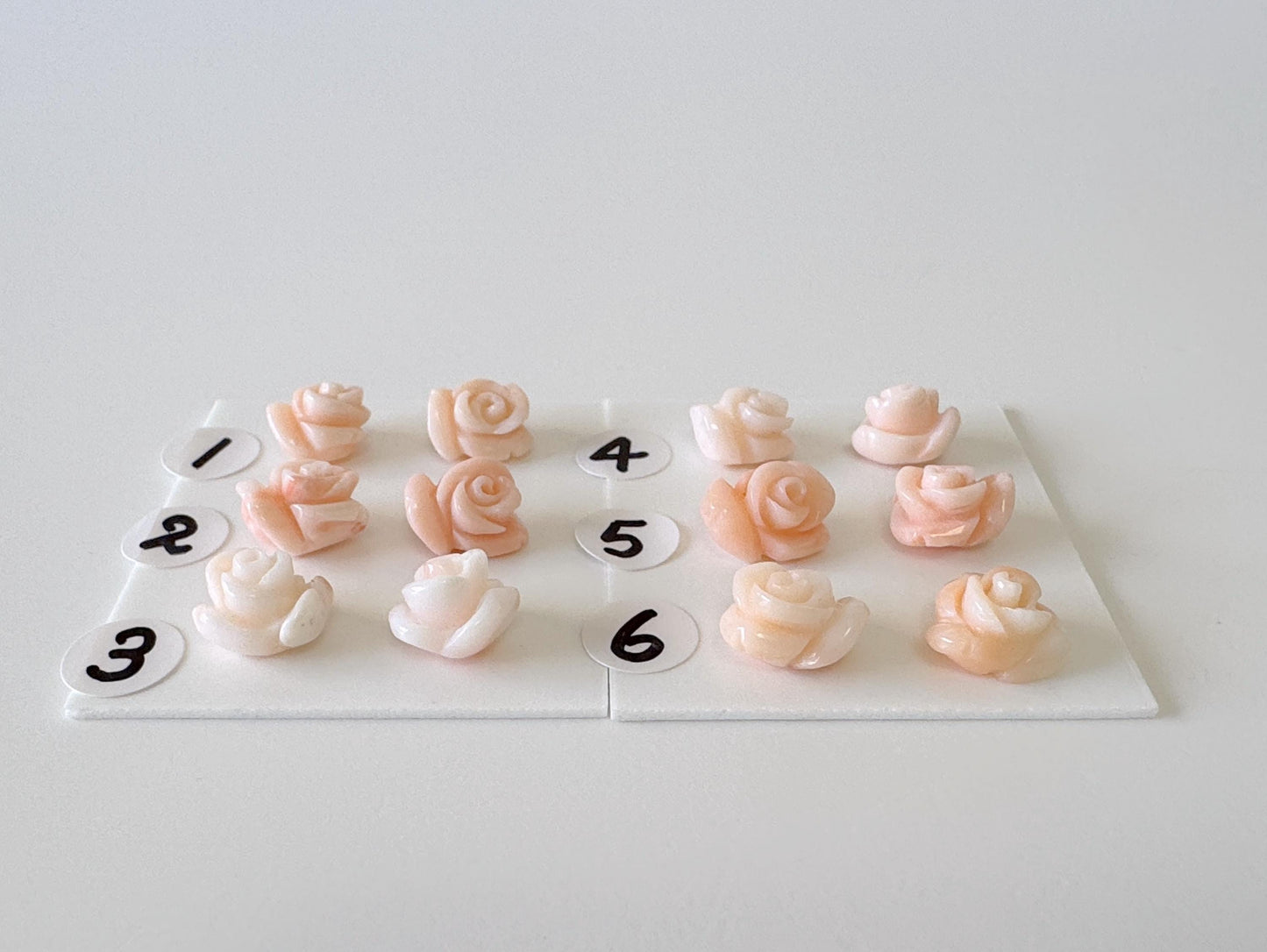 Natural Deep Sea Coral Rose Carvings 8-10mm, Pink Coral Roses, Natural color, Price per Pair, For Studs and Earrings, For Jewelry Making