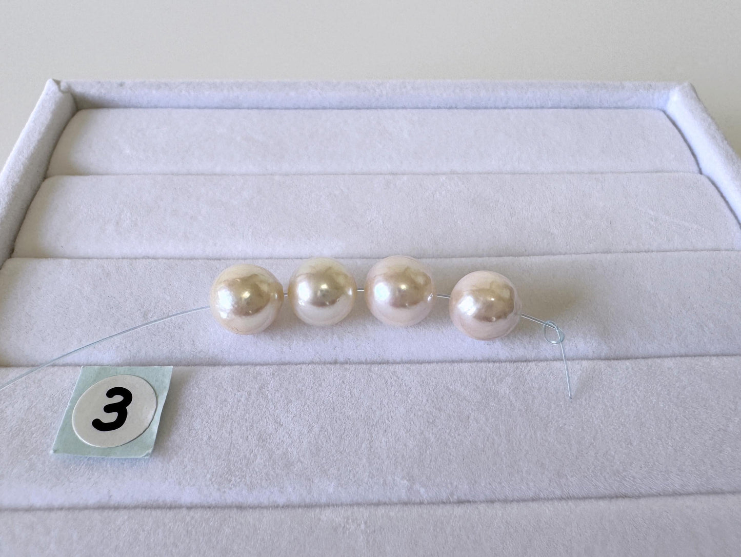 Japanese Akoya Pearl Beads: Cultured White Saltwater Pearls, Mini Strand (7.5-8mm, Near-Round, 4 Pieces)