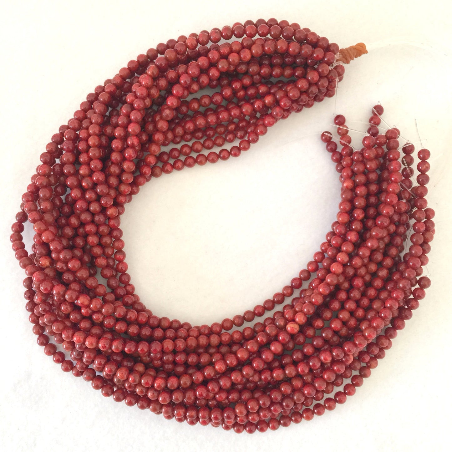 Natural sponge coral 5-5.5mm strands, Special deep red color, 15.7inches, 40cm, Apple coral strands, Price per strand