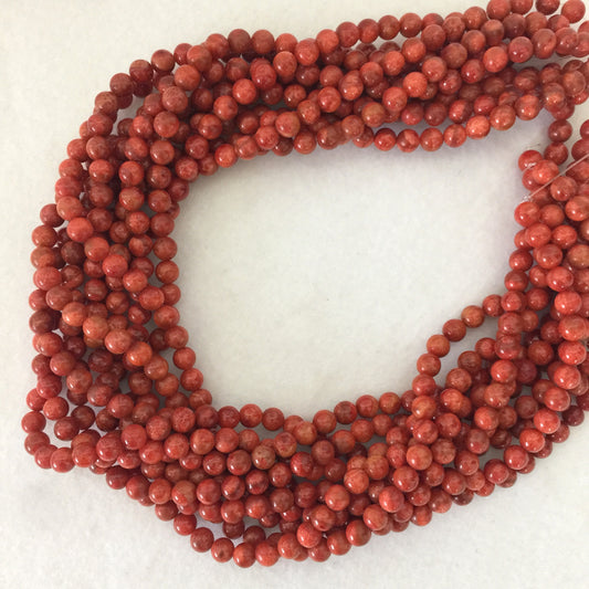 Natural sponge coral 6.5-7mm strands, Red-bright red color, 16inches, 40cm, Apple coral strands, Price per strand