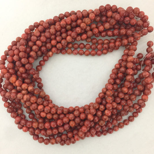 Natural sponge coral 7-7.5mm strands, Red-bright red color, 16inches, 40cm, Apple coral strands, Price per strand