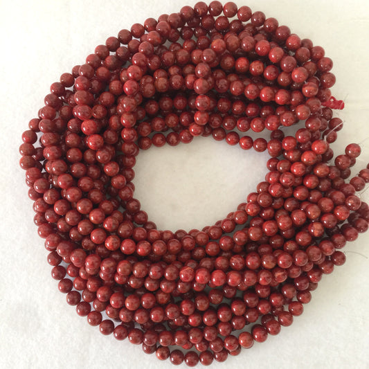 Natural sponge coral 8-8.5mm strands, Special deep red color, 16inches, 40cm, Apple coral strands, Price per strand