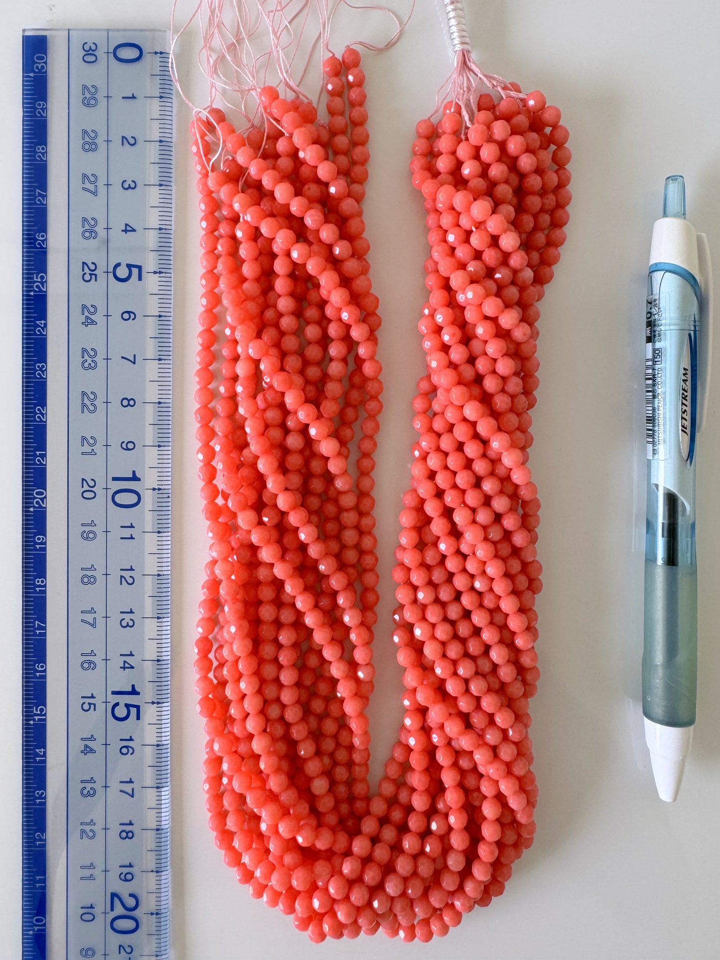 Pink bamboo coral 4mm faceted beads strands, cut beads strands, 15.7inches,40cm, pink sea bamboo, price per strand (colored)