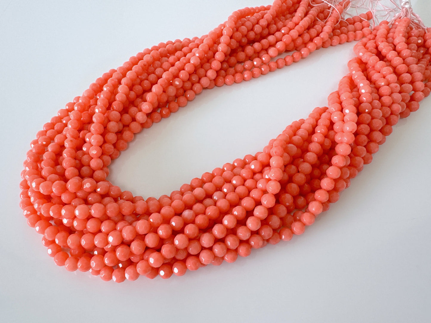 Pink bamboo coral 4mm faceted beads strands, cut beads strands, 15.7inches,40cm, pink sea bamboo, price per strand (colored)