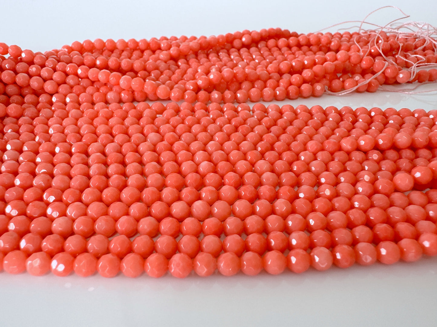 Pink bamboo coral 4mm faceted beads strands, cut beads strands, 15.7inches,40cm, pink sea bamboo, price per strand (colored)