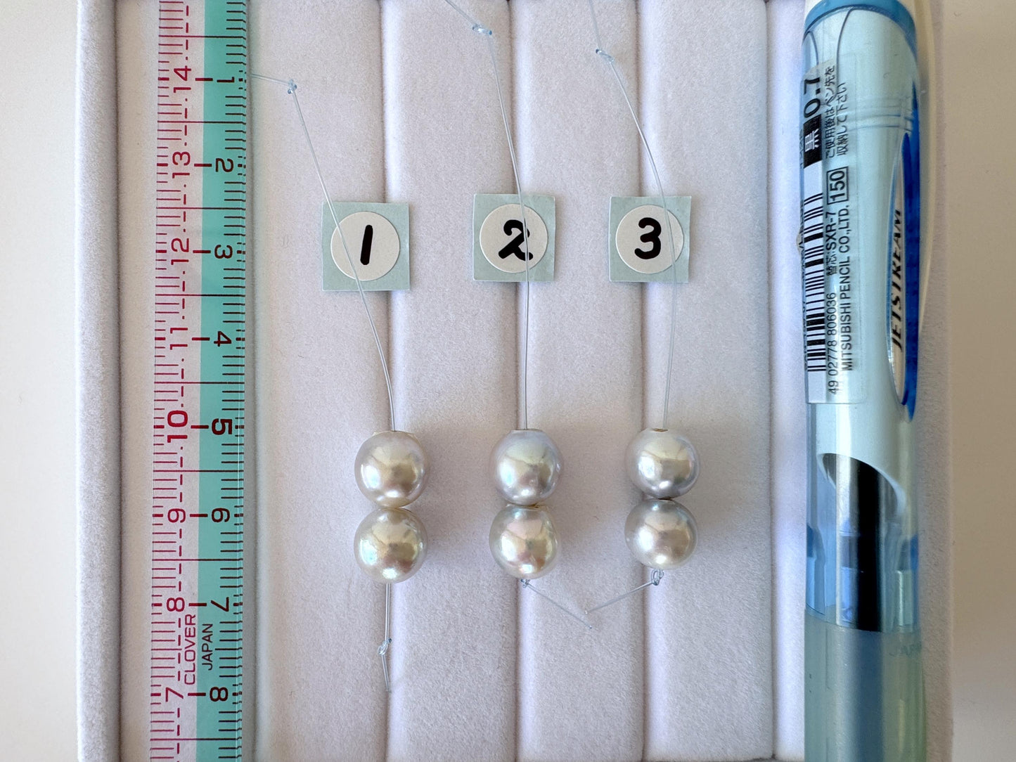 Akoya Pearl Beads Japanese Cultured Saltwater - Natural Blue Silver 8-8.5mm Mini Strand, 2Pcs