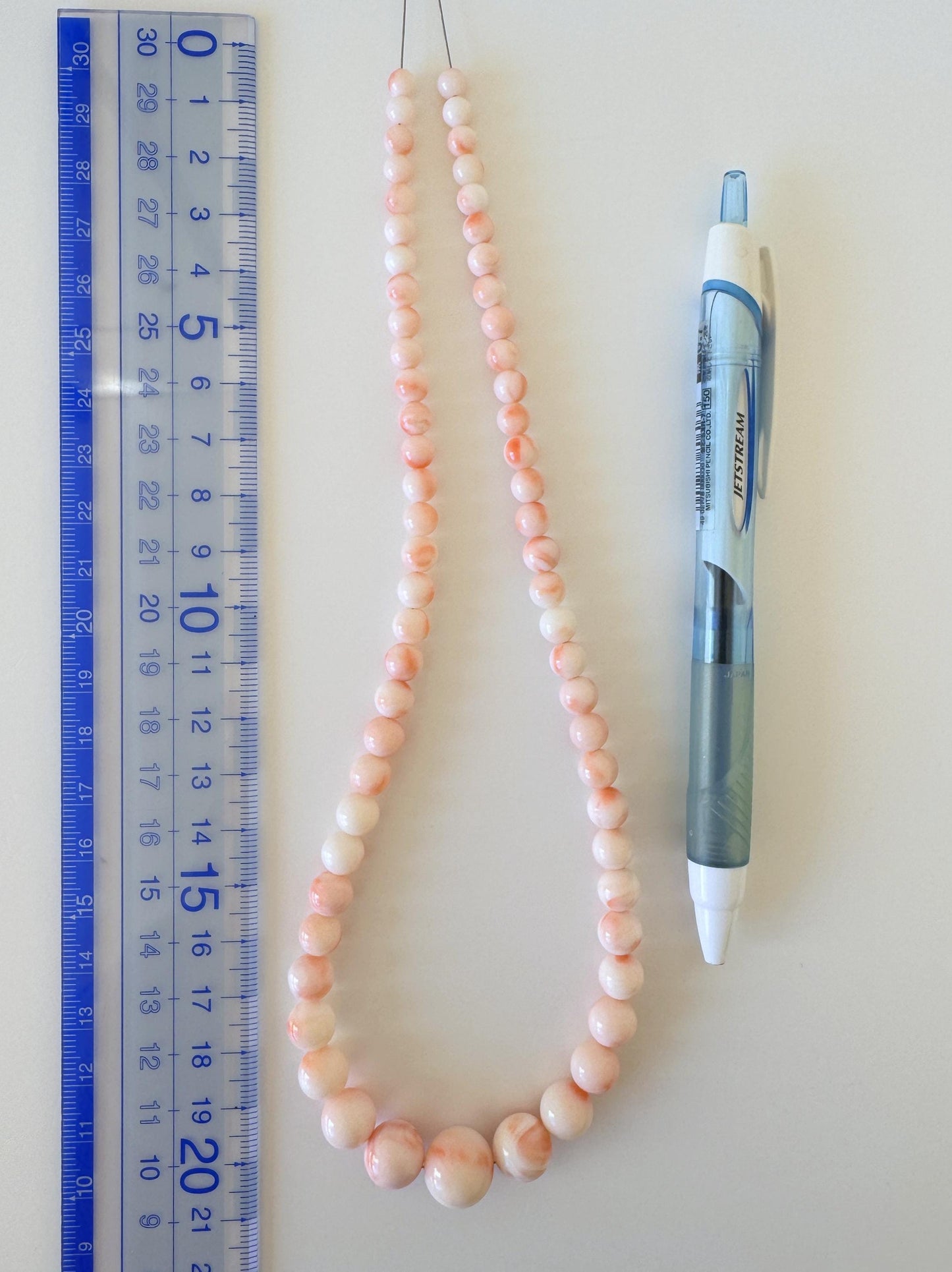 Natural Coral Strand Deep Sea Coral Round Gradation Beads – Pink White Orange 5-12.5mm 42cm
