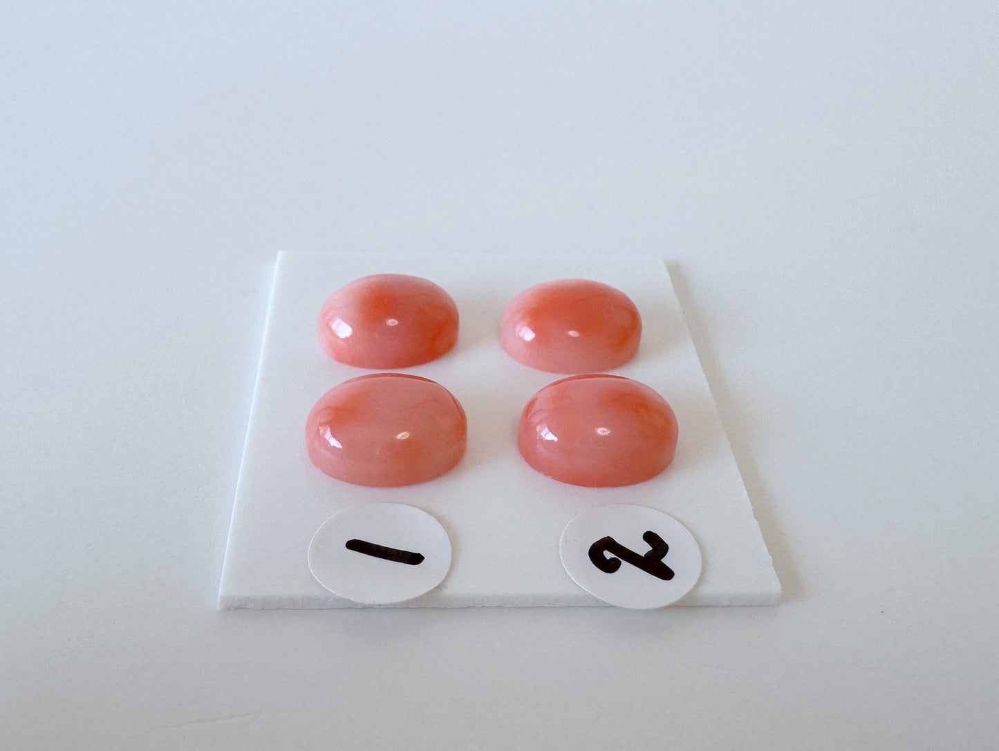 Deep Sea Coral Oval Cabochons Natural Pair, Orange Pink Shades (10x8mm, Undrilled, Genuine Coral Gems)