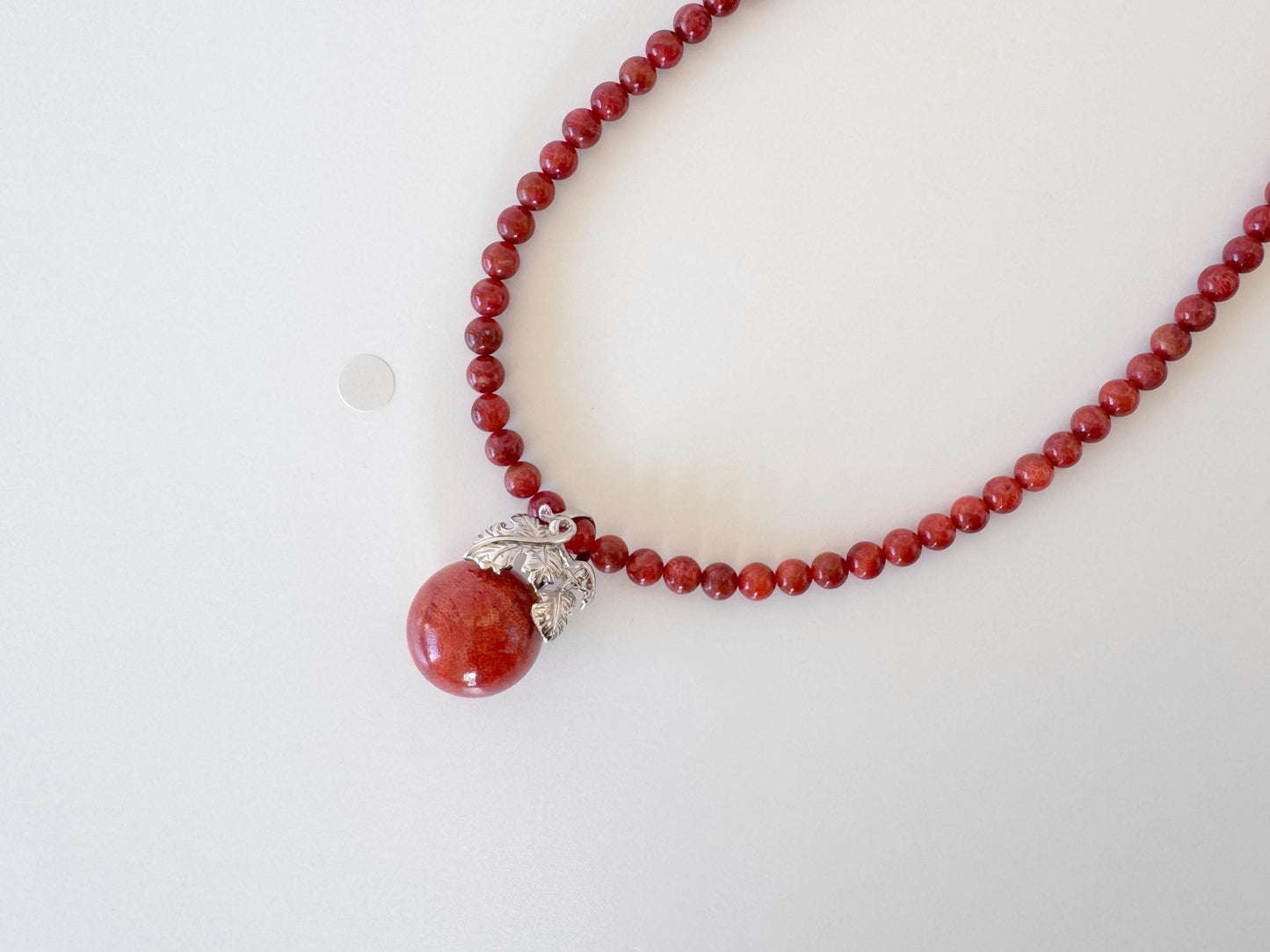 Sponge Coral Necklace with silver925 pendant, Brass Hook & Adjuster