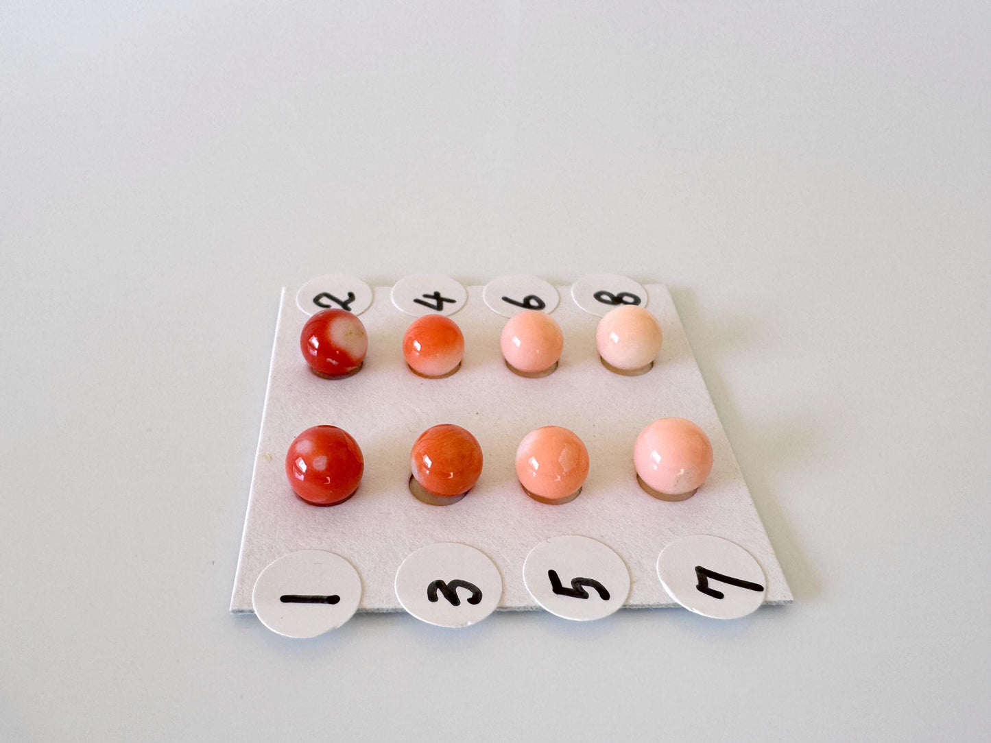 6-6.5mm Half Drilled Natural Japanese Momo/Pink Momo Coral Round Loose, Orange/Pink coral, for earring sets, natural color, price per piece
