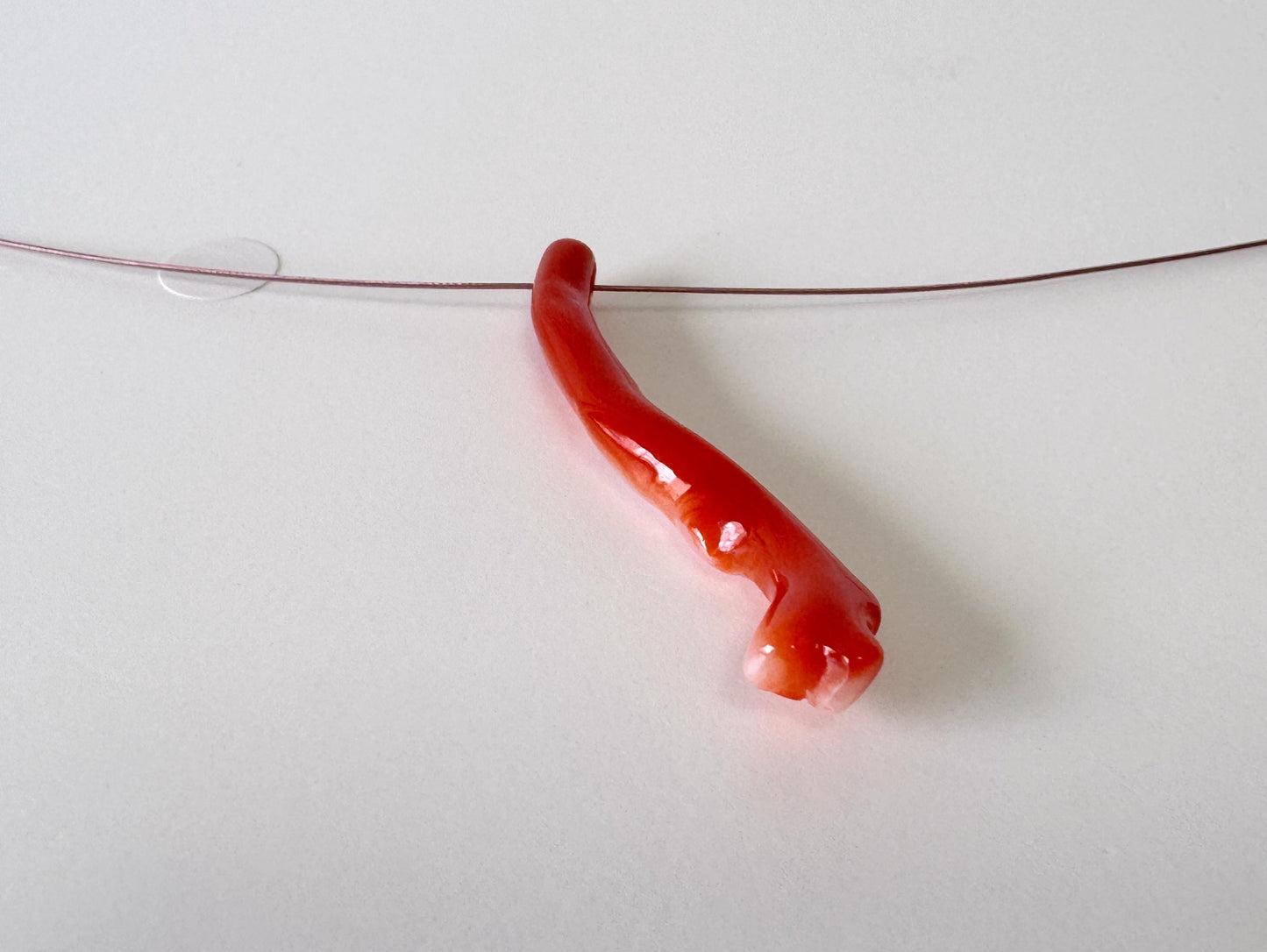 Japanese red(Aka) coral branch, 43mm, side full hole, natural red color coral for jewelry making