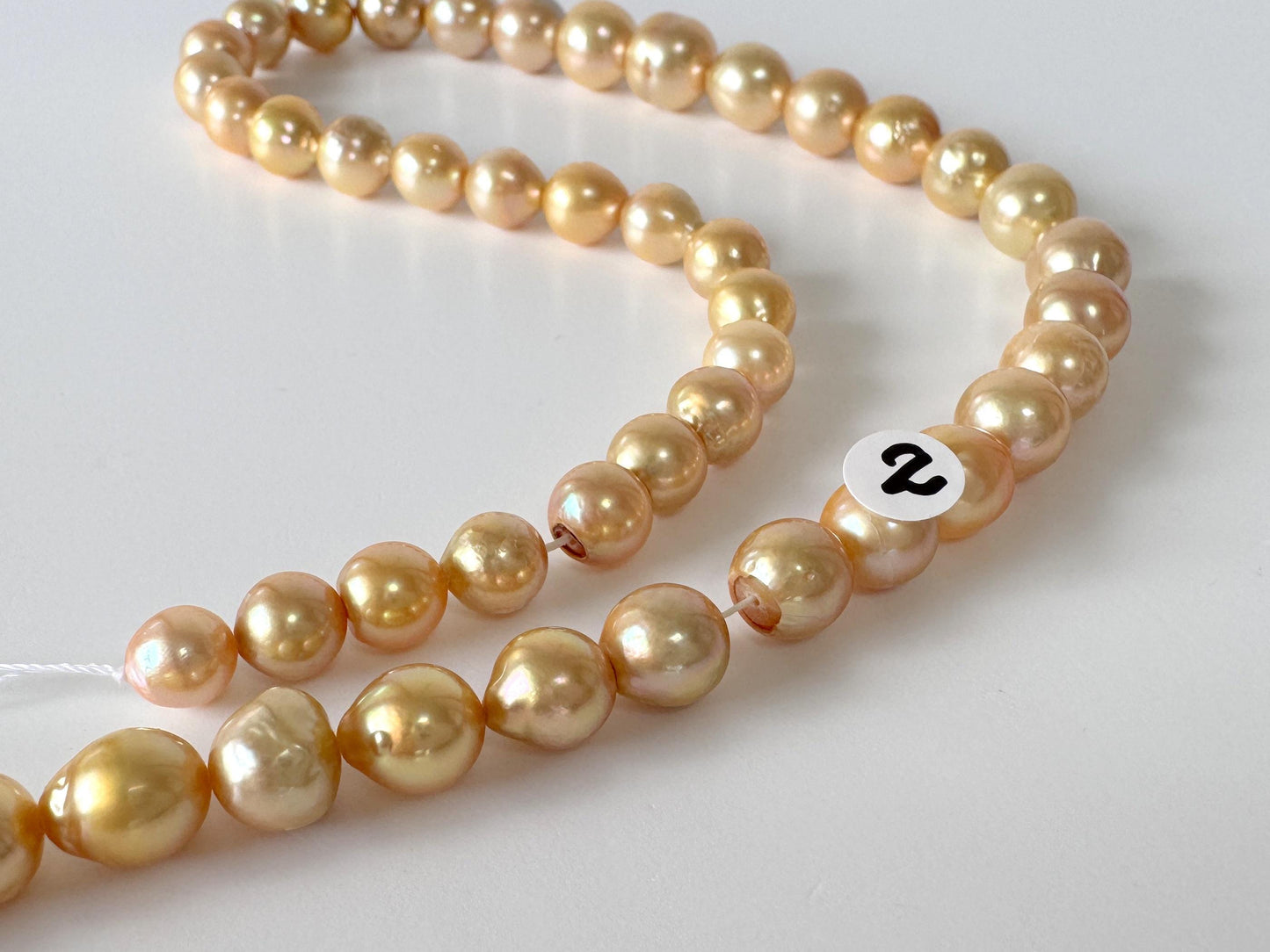 Japanese Akoya Golden Pearl Beads: Approx. 6-10mm Semi-Baroque, Color Treated | Full Strand 42cm, Saltwater Cultured Pearls