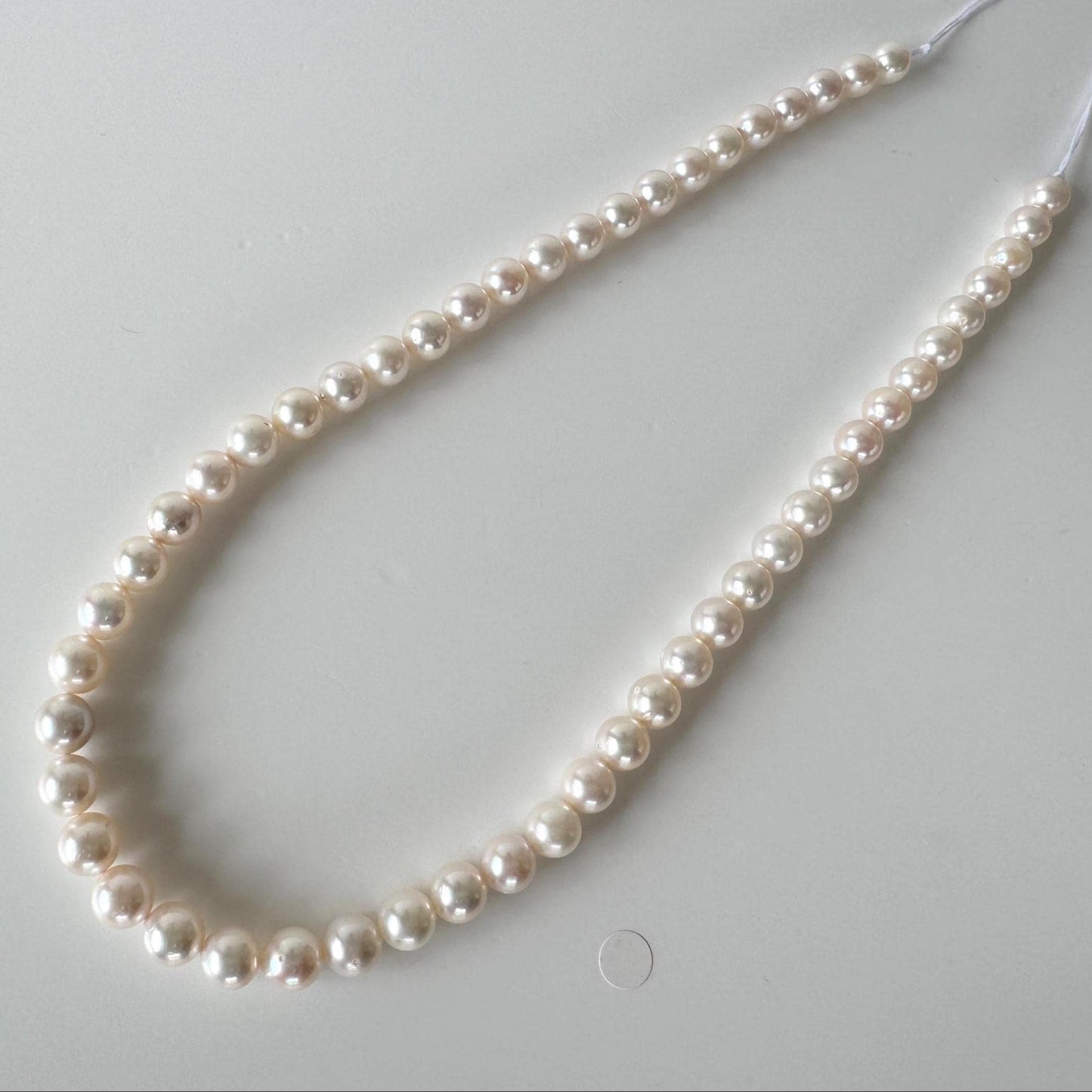 7-8.5mm Japanese White Akoya Pearl Beads, Genuine Akoya Pearl, Full Strand, 41cm , 16.1", Salt water pearl
