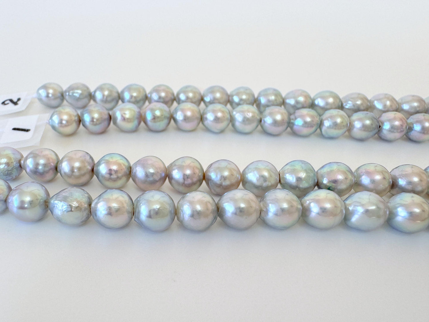7.5-8mm Natural Blue Akoya Pearl Strand: Japanese Saltwater Pearls