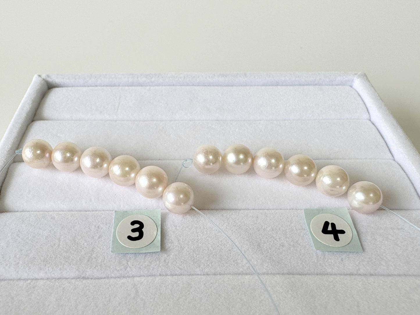 Akoya Pearl Beads Japanese Cultured, White Pink Overtone (Round 6.5-7mm, Saltwater, Mini Strand, 6 Pieces)
