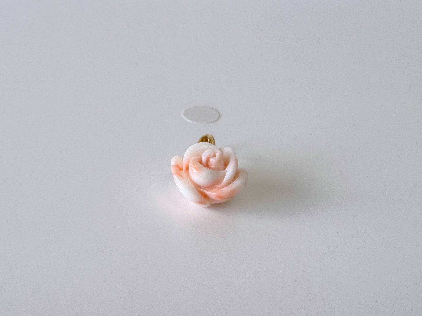 Deep Sea Coral Rose carved Pendant, 11x12.7mm, Natural Pink/White Color Coral, Silver (gold plated) bail, Genuine Coral Pendant
