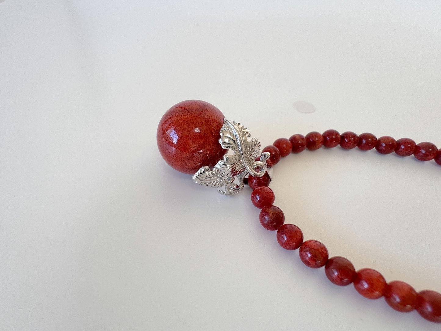 Sponge Coral Necklace with silver925 pendant, Brass Hook & Adjuster