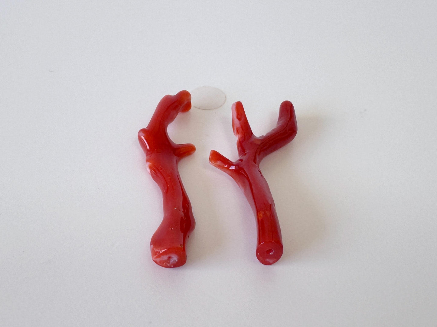 Red Coral Branch Set: Natural Aka Coral for Jewelry Making (35-40mm), Hole on Top