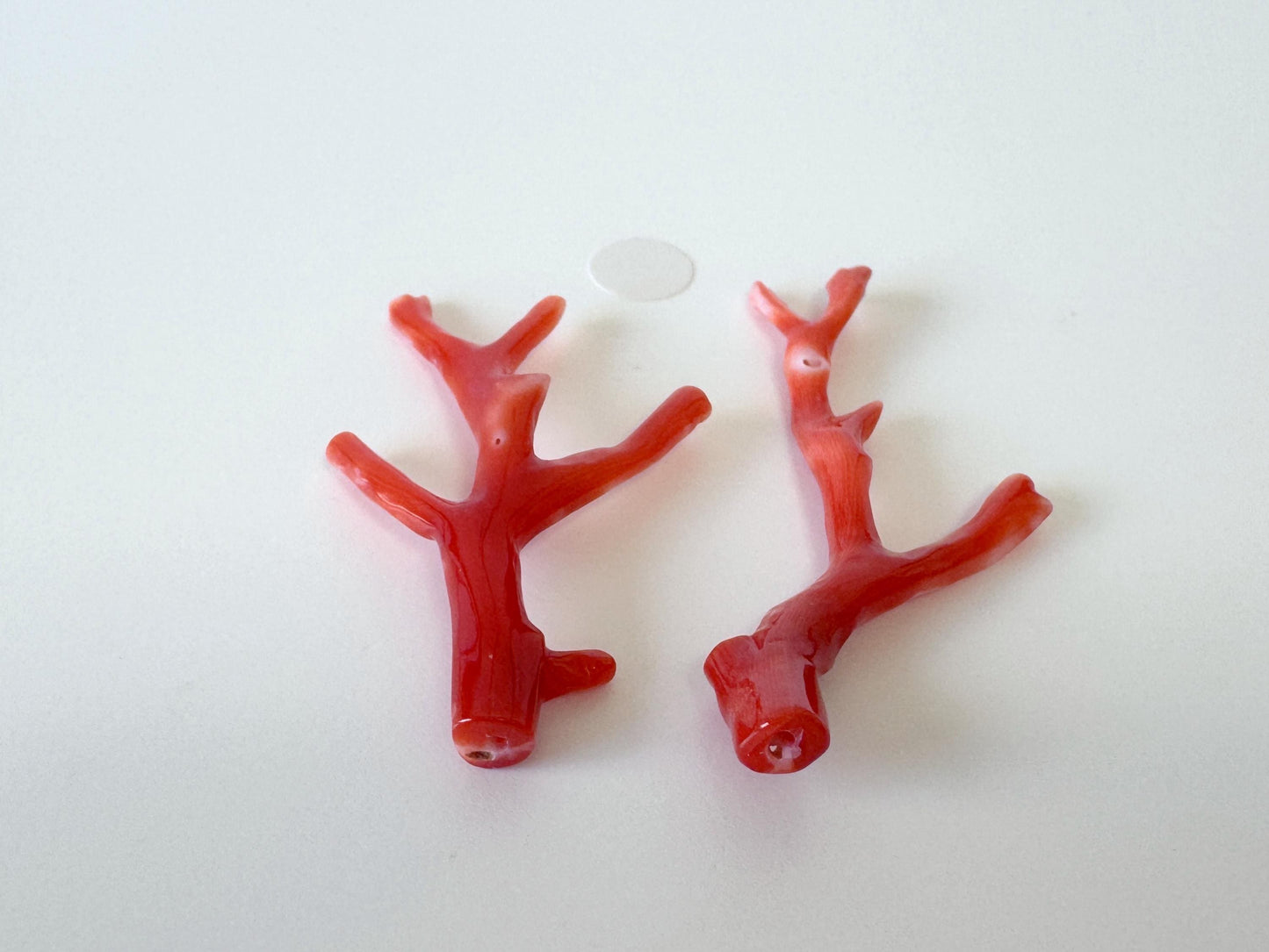 Red Coral Branch Set: Natural Aka Coral for Jewelry Making (41-45mm), Hole on Top