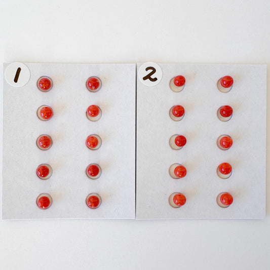 Mediterranean Red Coral Beads, Round Loose 10 Pcs Set (3.7-4mm, Half-Drilled)