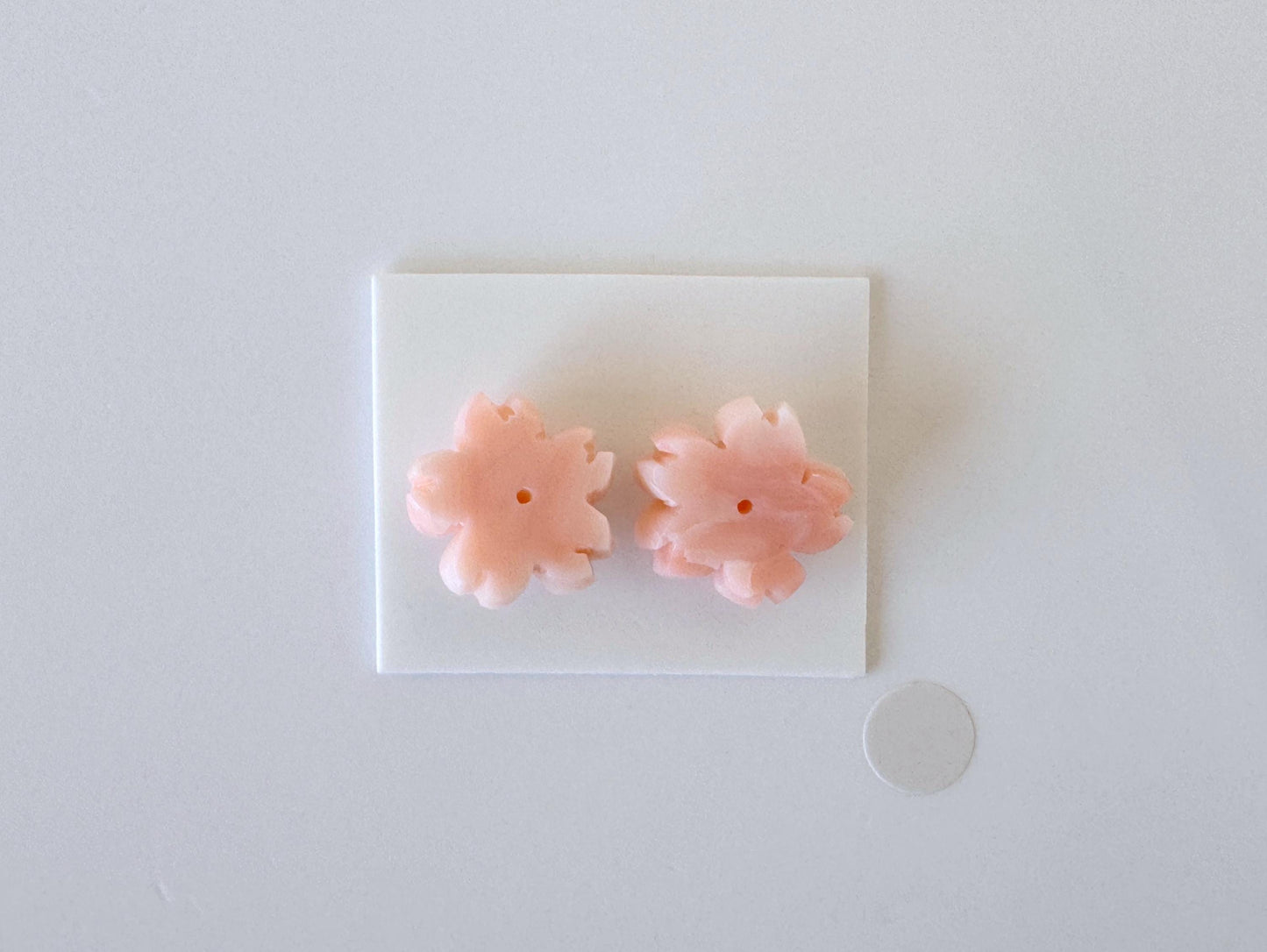 Natural Deep Sea Coral Pink Cherry Blossom Carving Pair – 14.5mm Sakura