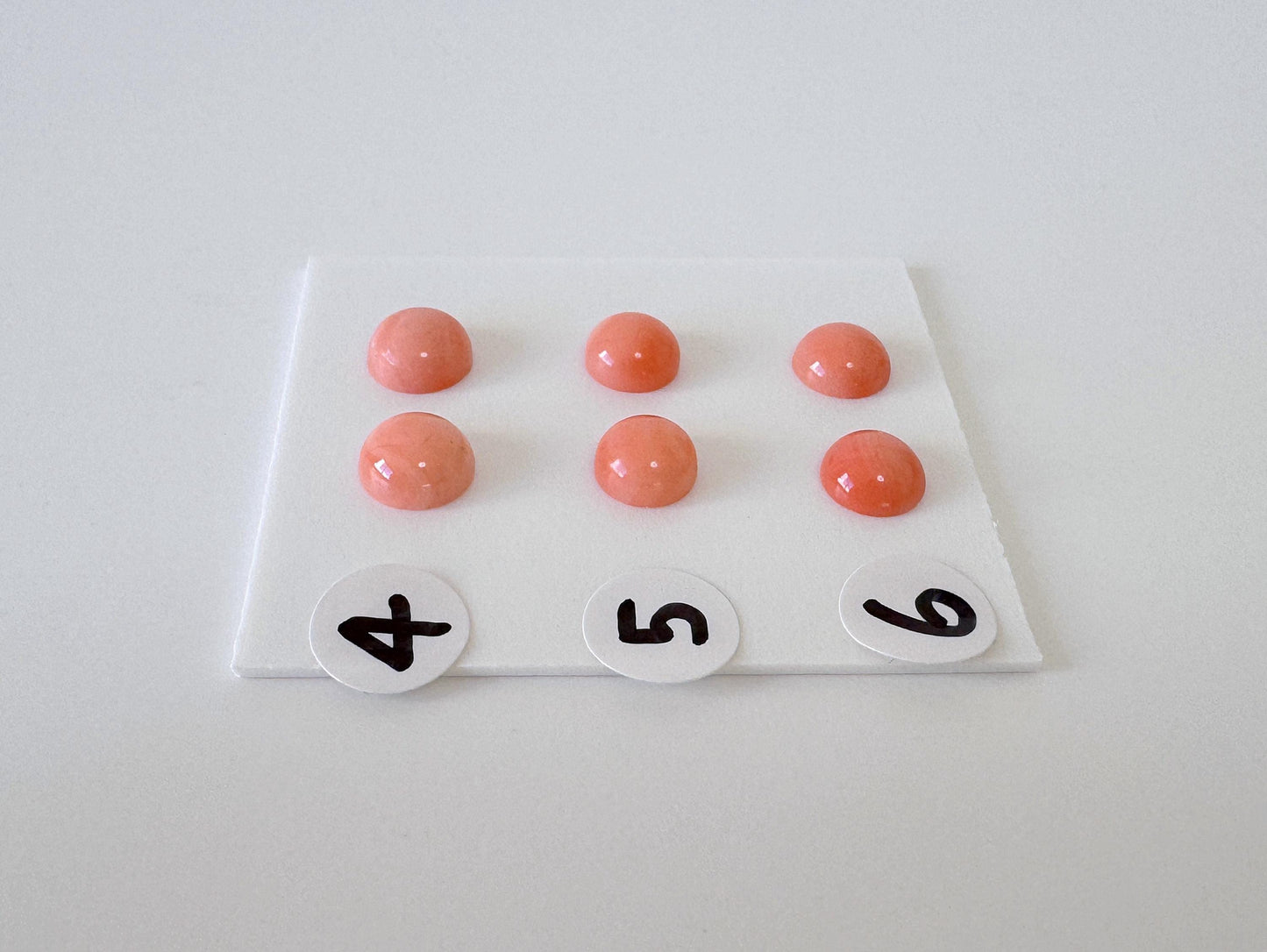 Deep Sea Coral Round Cabochons - Natural Pink Orange Pair, 5.8-6mm Half Drilled