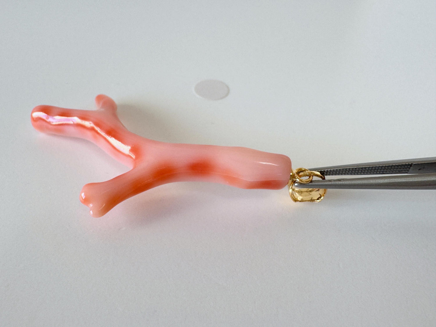 Natural Deep Sea Coral Branch Pendant: Gold-Plated Silver Bail, 46mm