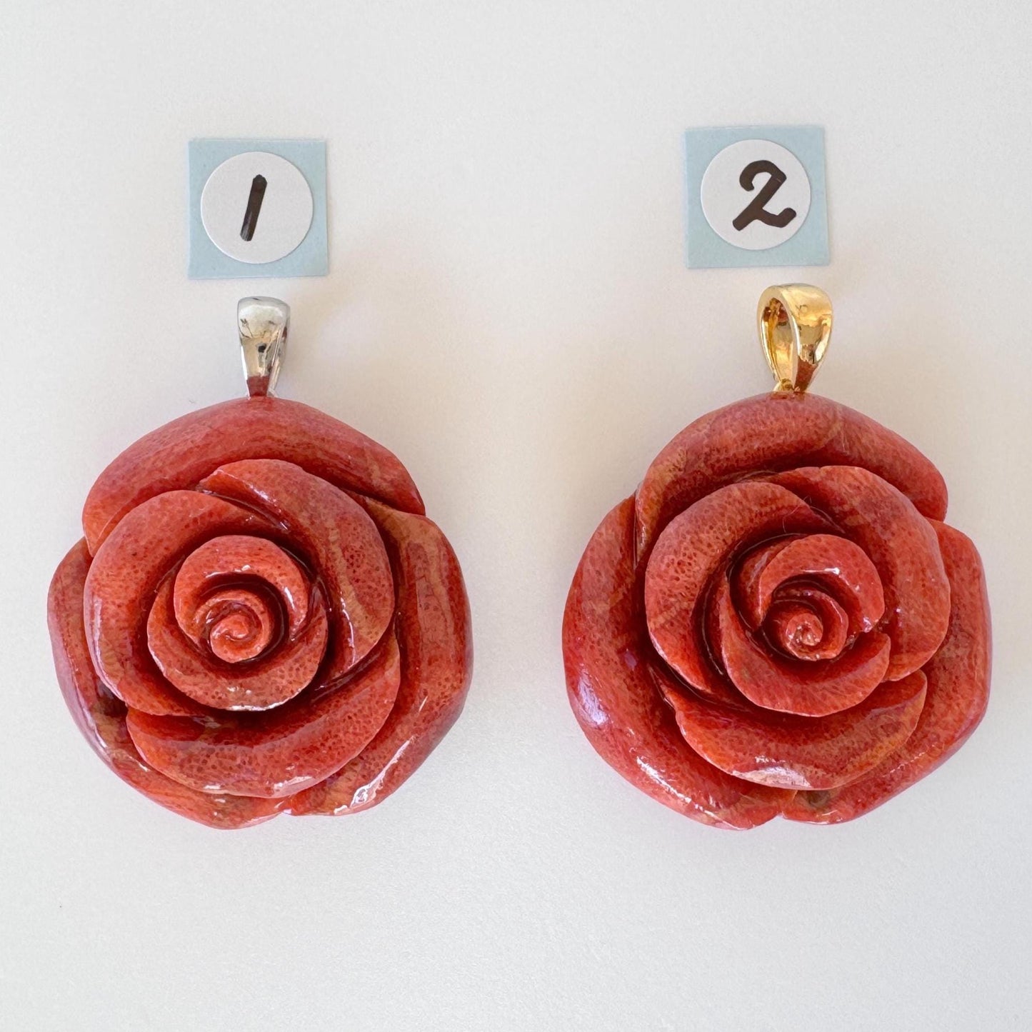 Sponge Coral Rose Pendant - Reddish-Brown Carved Jewelry - 30mm Diameter, Brass Bail, Apple Coral