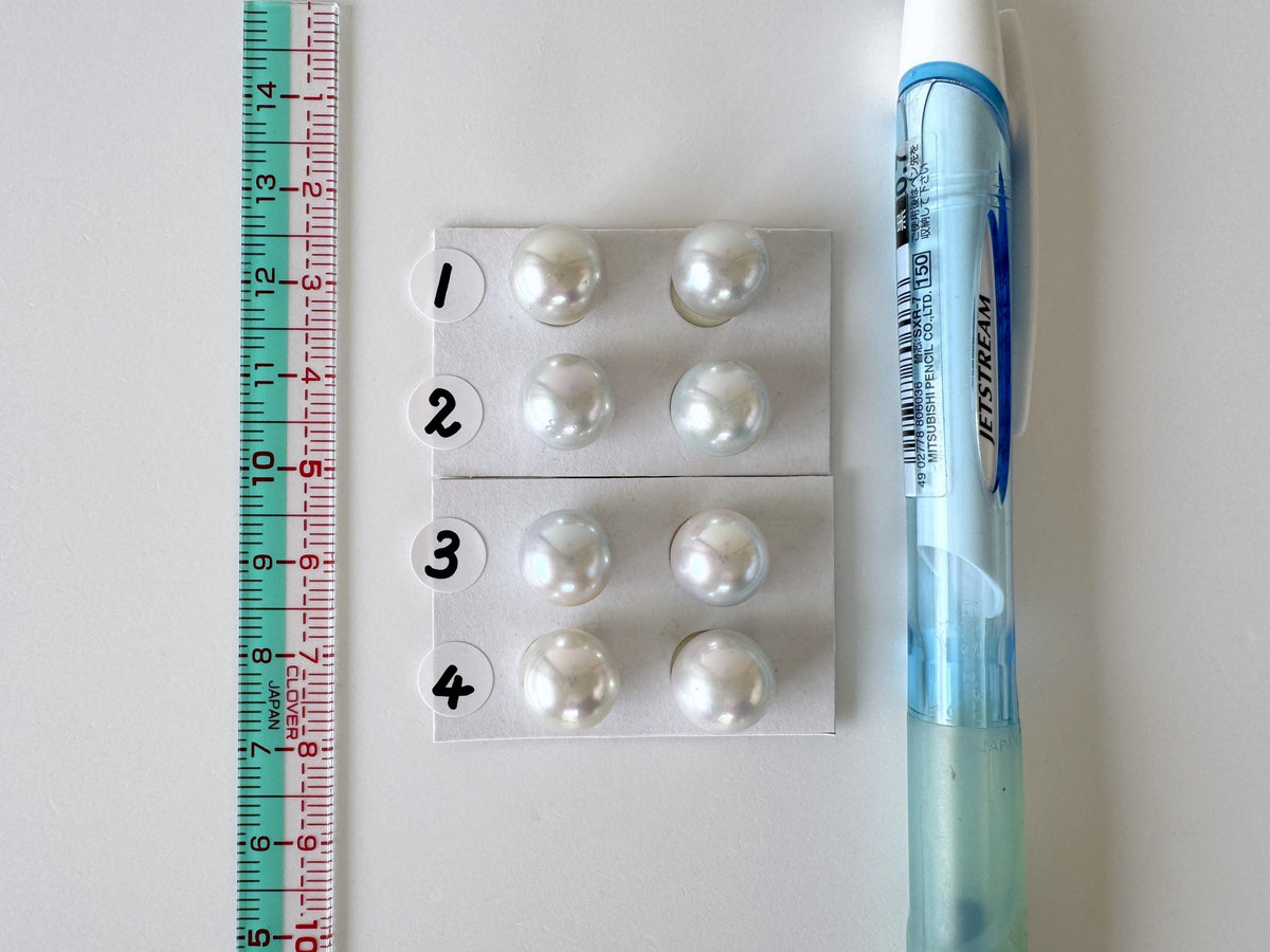 Japanese Blue/Silver (Cobalt Treated) Akoya Pearl 10-10.5mm, Half-Drilled loose, Price per pair, Salt water pearl