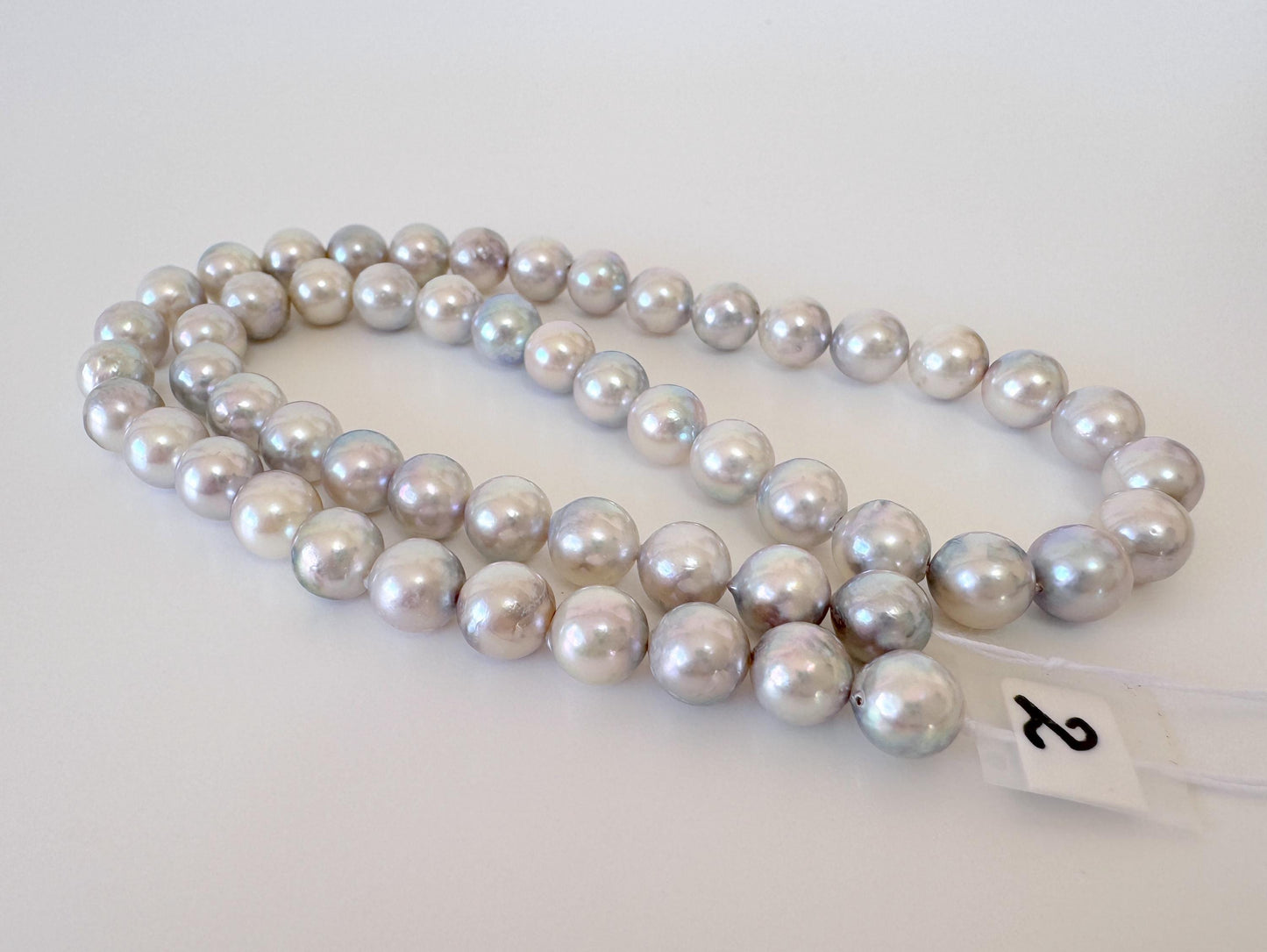 Japanese Akoya Pearl Strand: 7.5-8mm Natural Blue Silver, Full Strand | Cultured Saltwater Pearls, 15.7in Length
