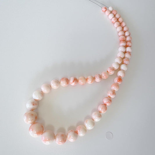 Natural Deep Sea Coral 7 - 14.2mm Round Beads Strand, Genuine Natural Pink/Orange/White Color Coral, 45cm, 17.7", For Jewelry Making