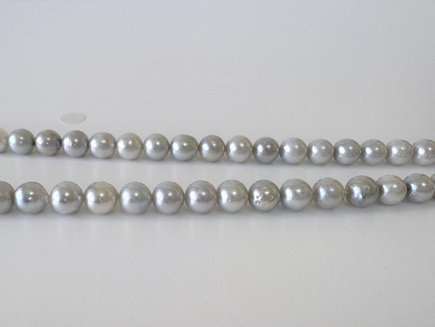 6.5-7mm Cobalt Treated Akoya Pearl Strand: Blue Silver Japanese Saltwater Beads