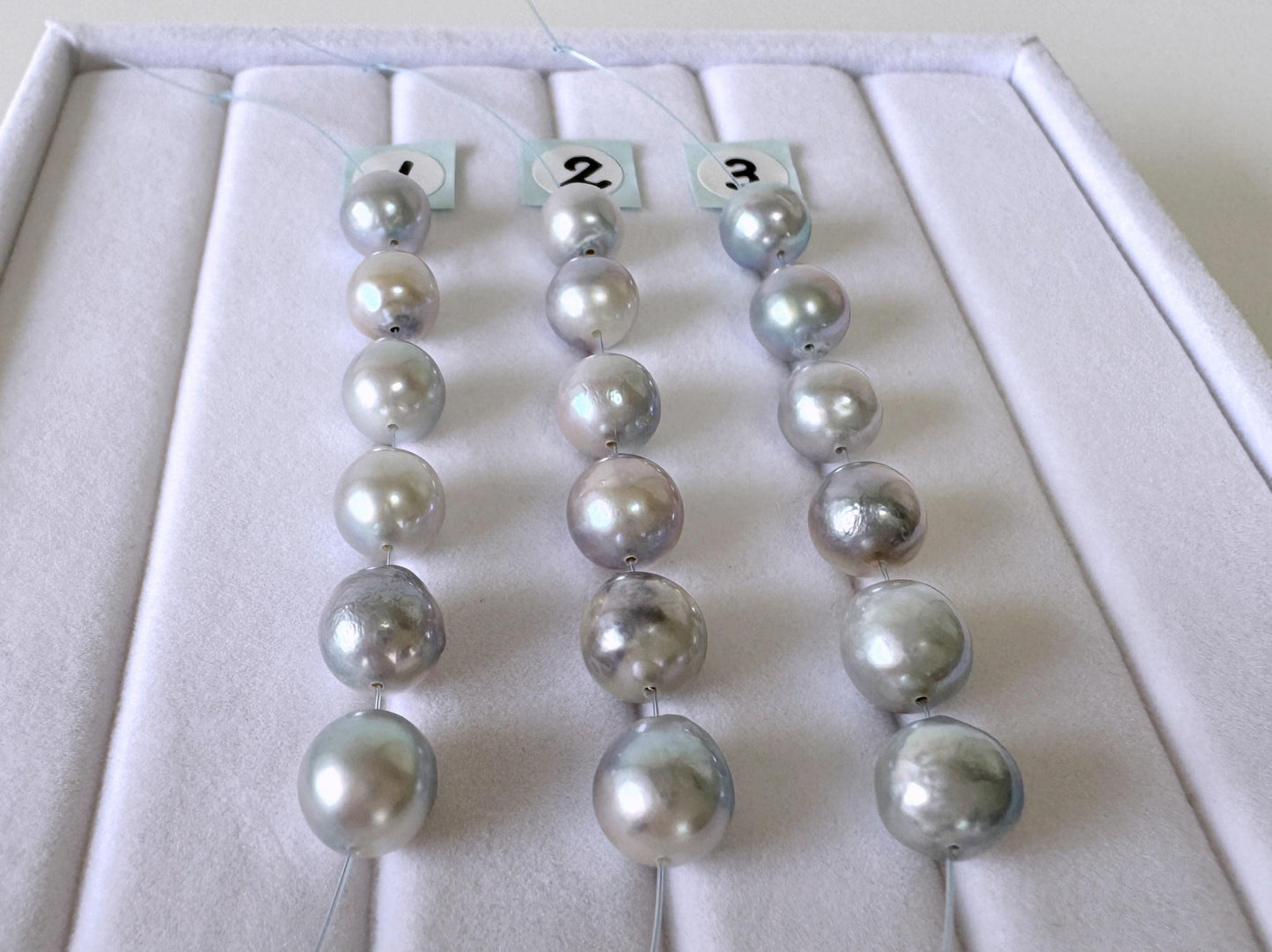 Japanese Akoya Pearl Beads: Natural Blue-Silver Cultured Pearls, Semi-Round Shape (7-7.5mm, Saltwater Mini Strand, 6 Pcs)