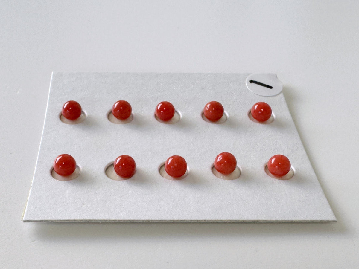 Mediterranean Red Coral Round Loose: Natural Gemstone Beads for Jewelry Making (3.7-4mm, Half-Drilled Hole, Set of 10)