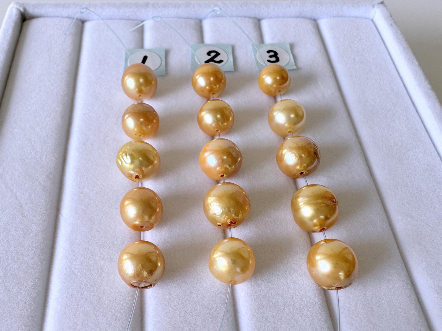 Japanese Golden Akoya Pearl Beads: Semi-Baroque 7.1-8.6mm - Color Treated, Saltwater Cultured, Mini Strand Jewelry Supplies, 5 Pieces