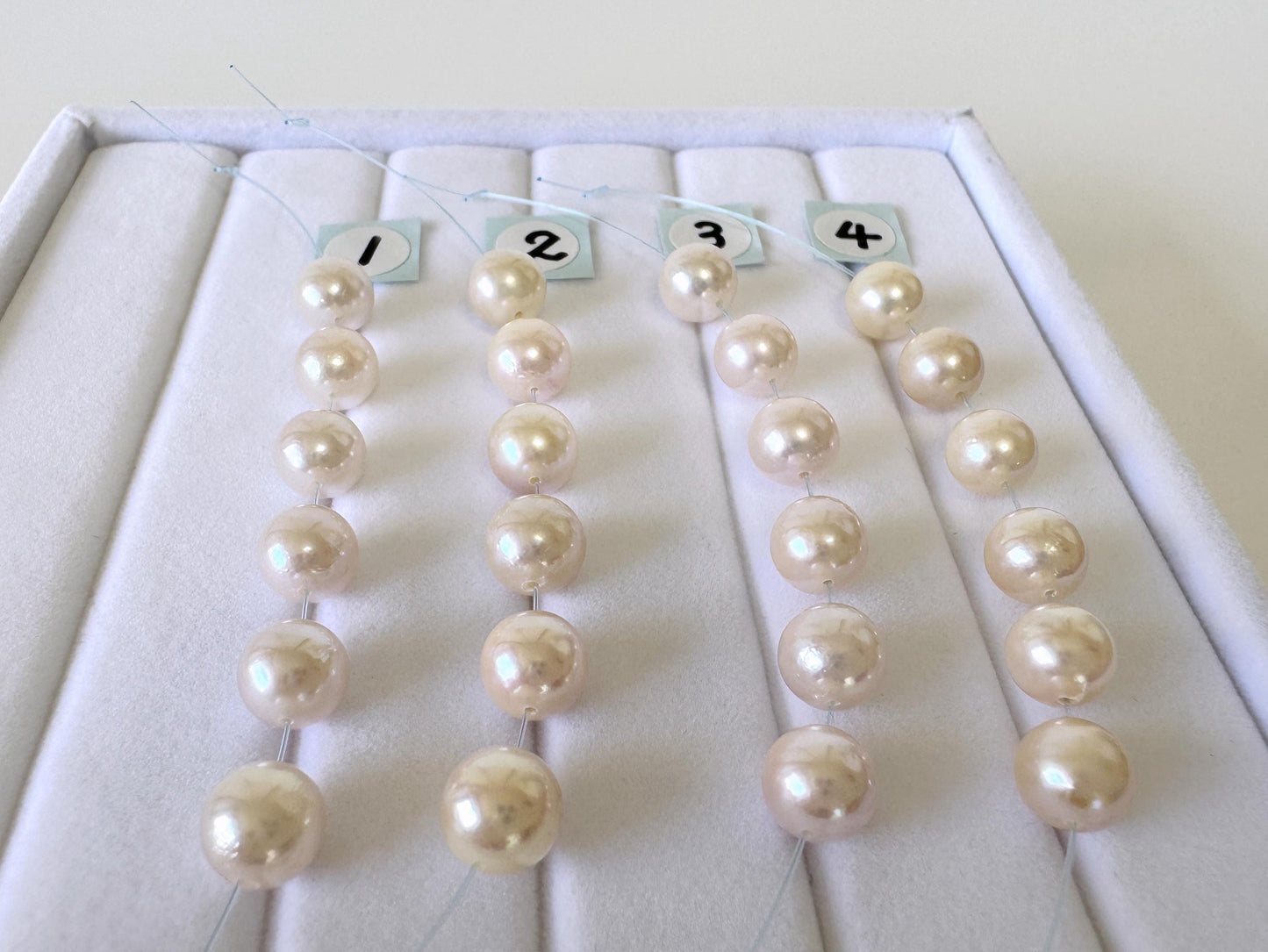 Akoya Pearl Beads Japanese Cultured, White Pink Overtone (Round 6.5-7mm, Saltwater, Mini Strand, 6 Pieces)