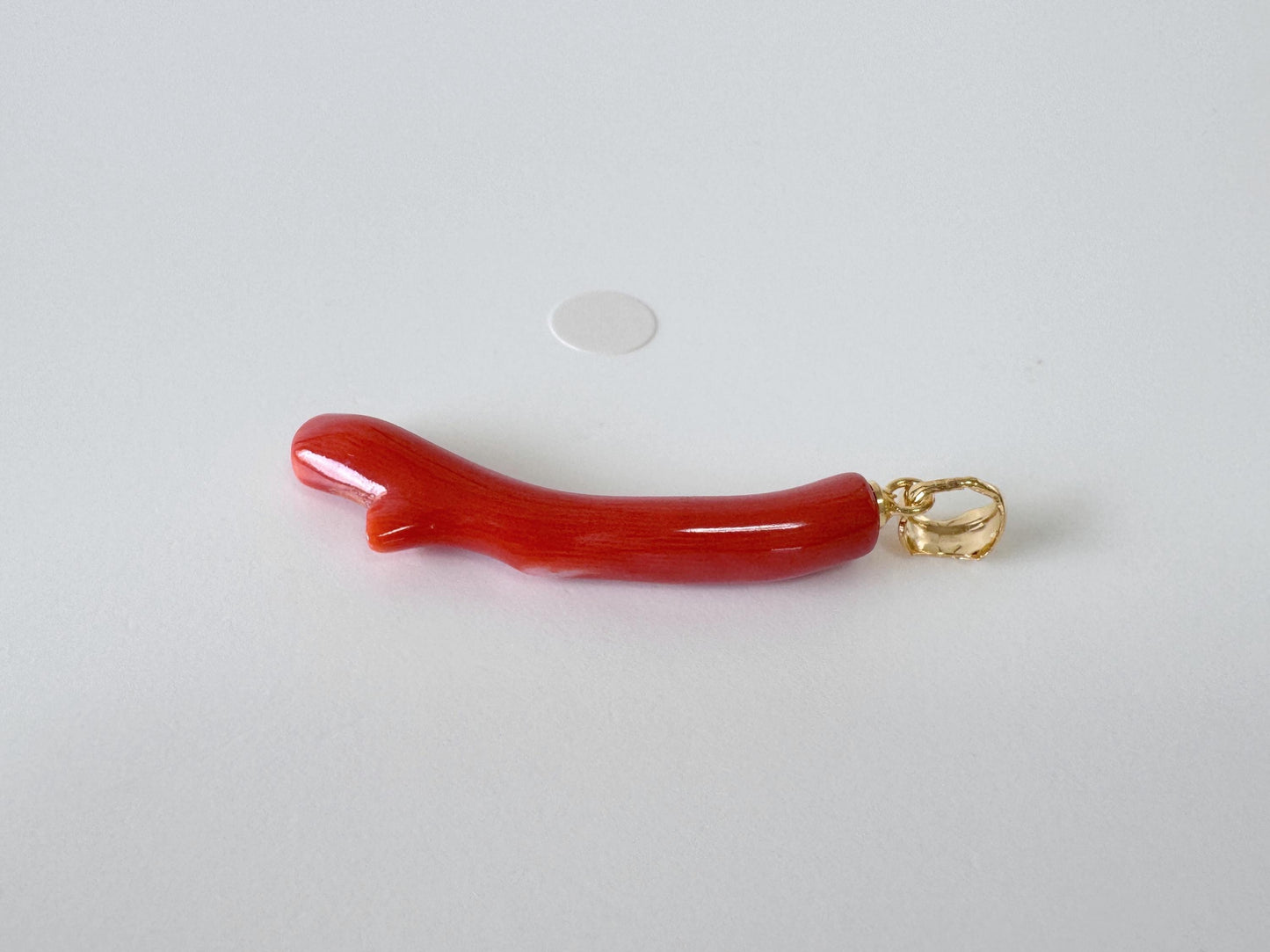 Natural Momo Coral Branch Pendant: Gold-Plated Silver Bail, 35mm