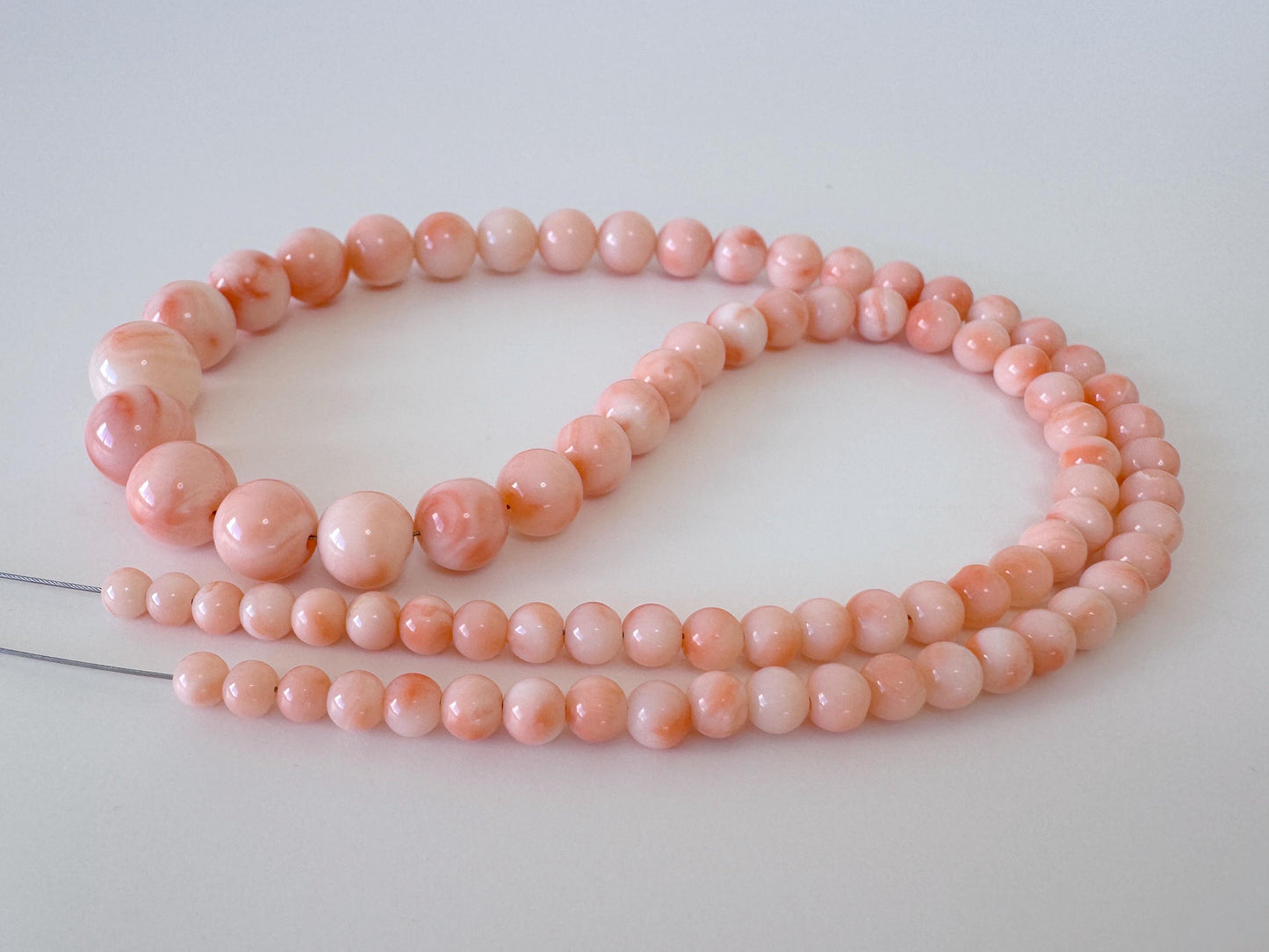 Natural Coral Beads – Deep Sea Coral Bead Strand, Pink Orange, 3.8-9.5mm Round, 42cm Jewelry Supplies