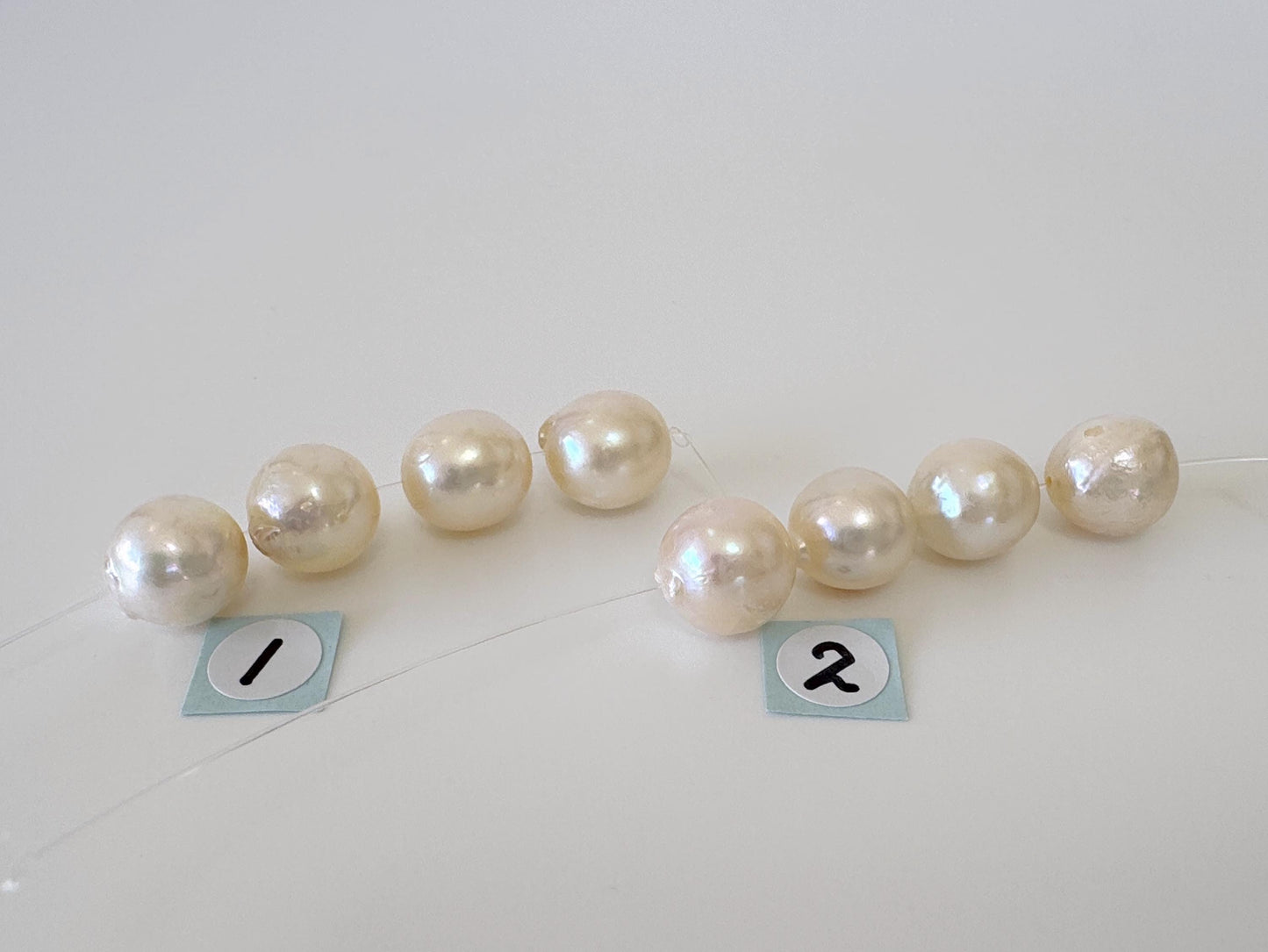 Japanese Cream White Akoya Pearl Beads, 9.5-9.9mm, Mini Strand, Short Strand, 4 Pieces, Genuine Akoya Pearl, Cultured in Sea Water