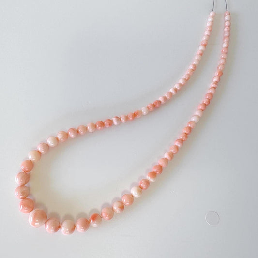 Natural Deep Sea Coral 4-10mm Round Beads Strand, Genuine Natural Pink / Orange Color, 41cm, 16in, For Jewelry Making