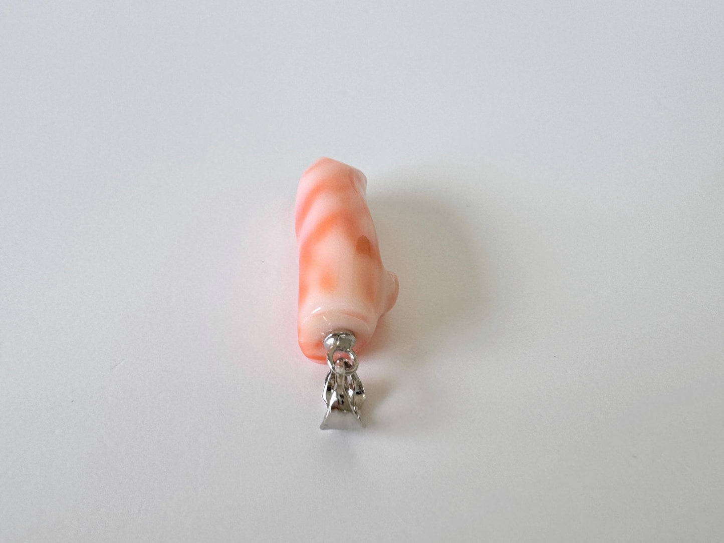 Coral Branch Pendant Natural, Pink Orange  Deep Sea Coral (27mm Length, Rhodium-Plated Silver Bail, Real Organic Jewelry)