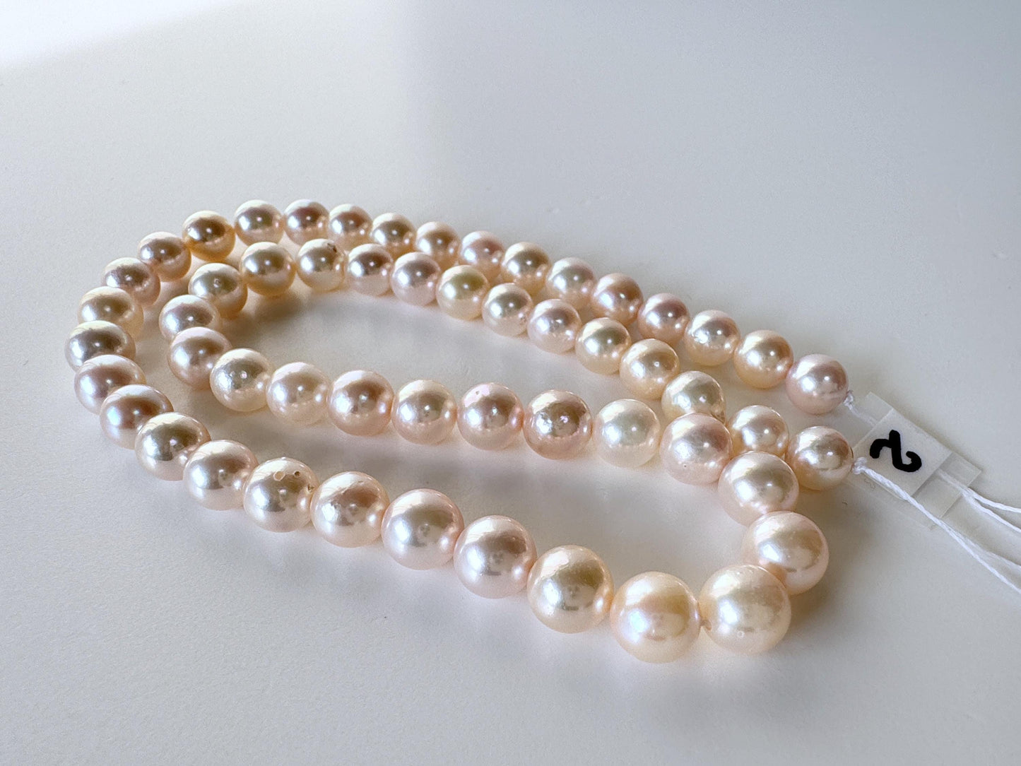 6.9-7.9mm Japanese White Akoya Pearl Beads, Genuine Akoya Pearl, Full Strand, 40.5-41cm , 16", Cultured Salt water pearl