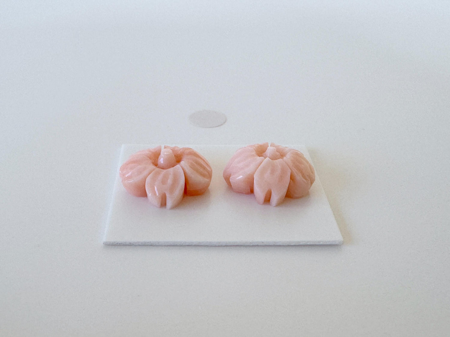 Natural Deep Sea Coral Pink Cherry Blossom Carving Pair – 14.5mm Sakura