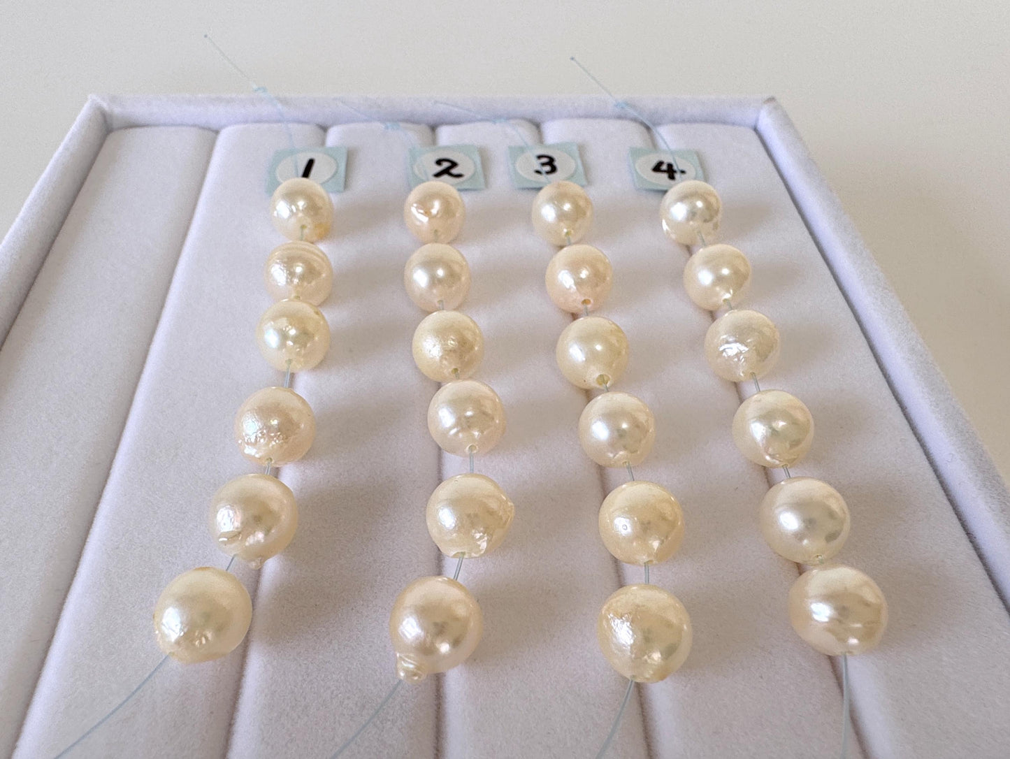 Japanese Akoya Pearl Beads: Cream White Semi-Round, 7-7.5mm, Short Strand | Cultured Saltwater, 6 Pieces