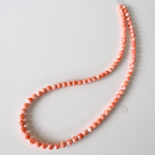 Natural Deep Sea Coral 5-6.6mm Round Beads Strand, Genuine Natural Pink / Orange Color, 42cm, 16.5in, For Jewelry Making