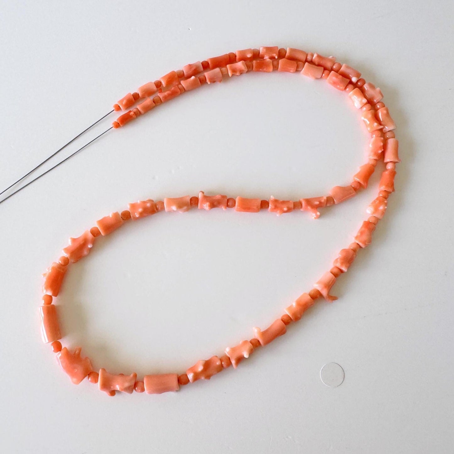 Natural Deep Sea Coral Strand Cylinder Beads: Pink Orange, 55cm Length | Genuine Coral, Jewelry Supplies