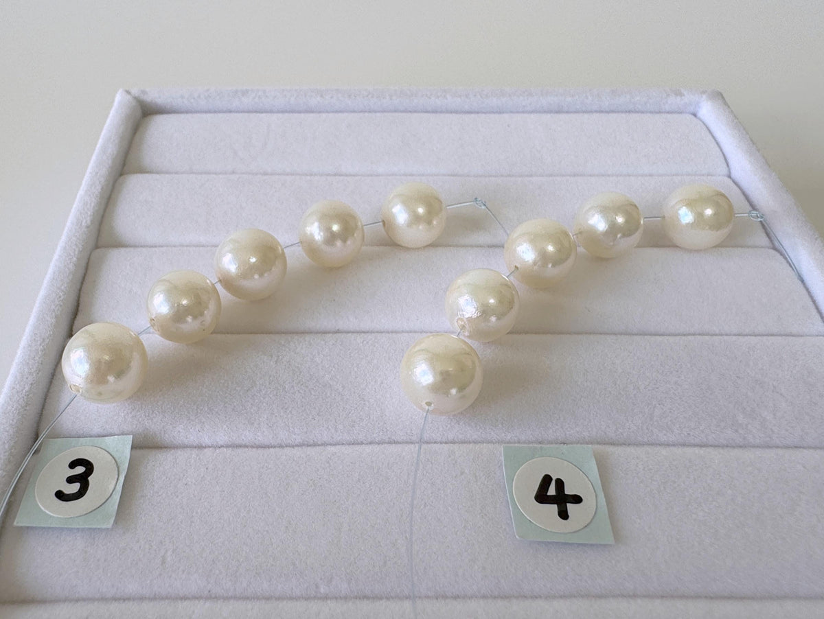 Japanese Akoya Pearl Beads: Cultured White Saltwater Pearls, Mini Strand (8.5-8.7mm, Near-Round, 5 Pieces)
