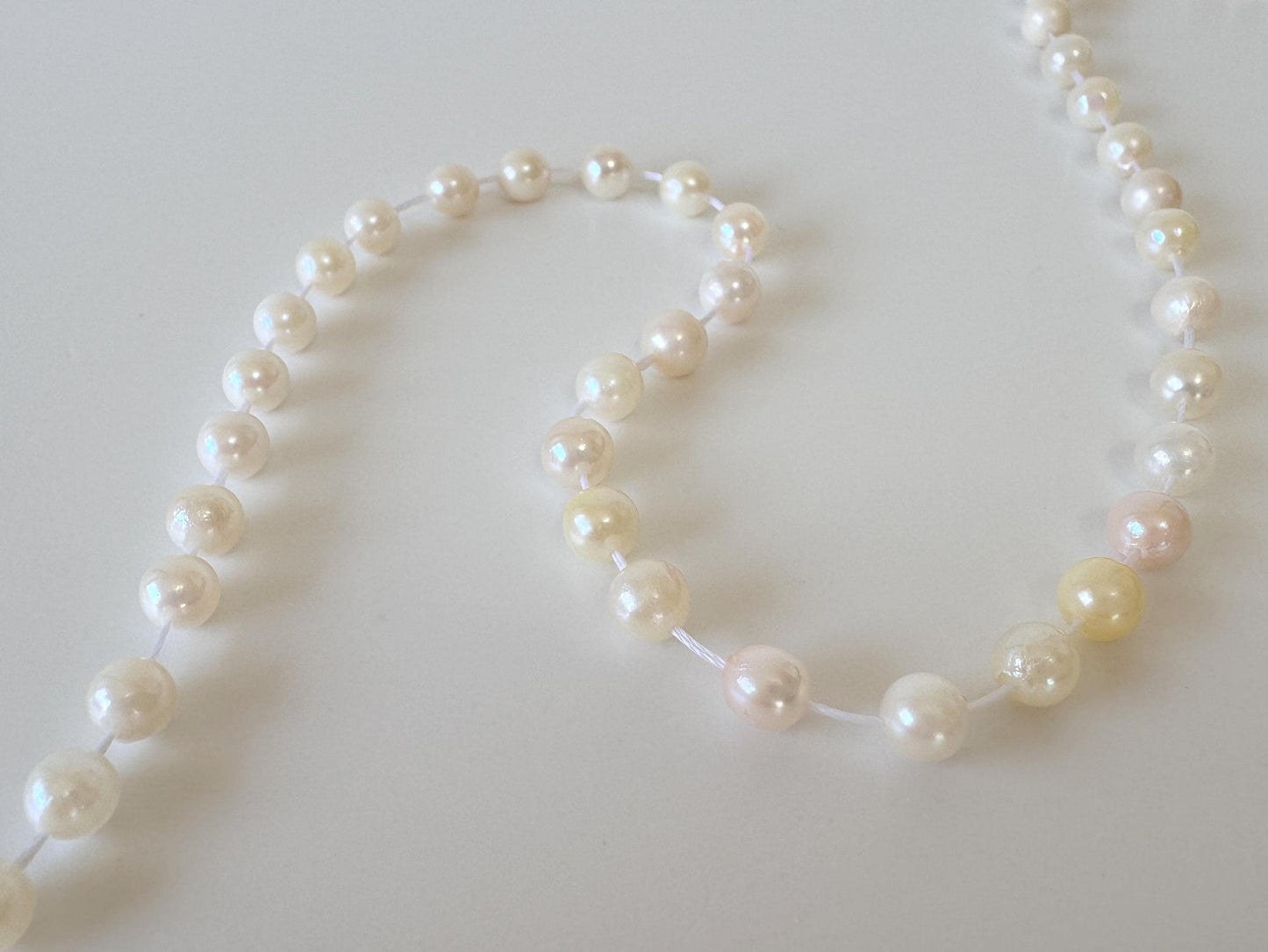Japanese Akoya Pearl Strand - Cultured Saltwater Beads - 5-5.8mm White-Off White, Full 40cm Length, Jewelry Crafts, Value-Priced